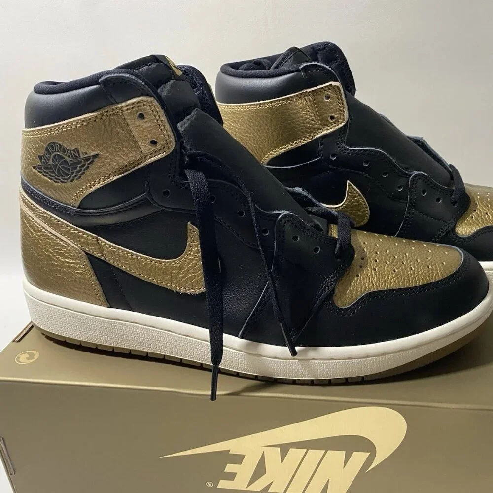 Jordan 1 Retro High OG Sneakers Black/Metallic Gold-Sail (DZ5485 071) 10.5